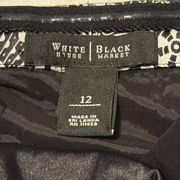 WHBM Black and White Print Satin Strapless Dress Size 12 - Picture 9 of 14